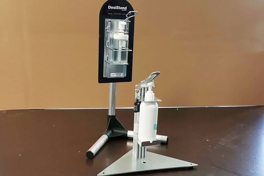 Table standing dispenser for sanitation liquids